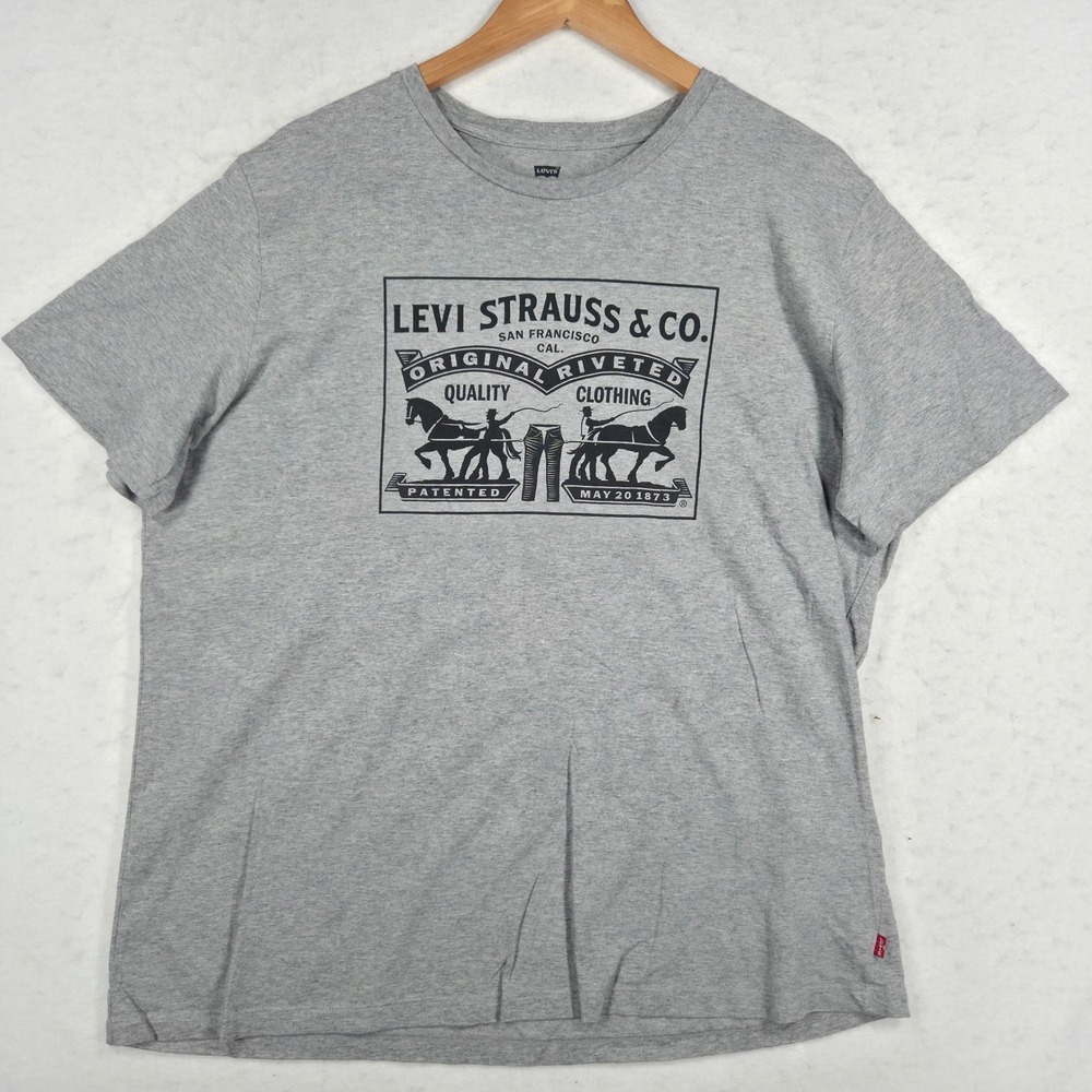 Levis Mens Heather Grey Two Horse Graphic T-Shirt XL 22495-0047